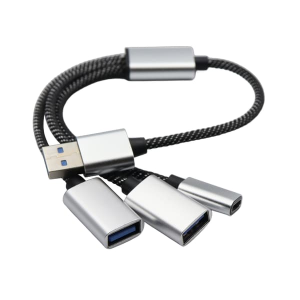 USB 2.0 Strømsplitterkabel, 1 Han til 2 Hun USB og 1 USB C Ladekabel