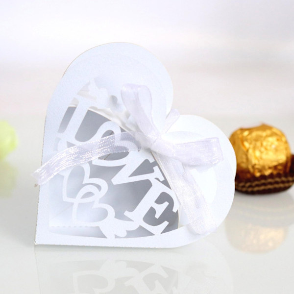 50st kakor förpackningslåda Alla hjärtans dag godis förpackning choklad godis lådor Presentförpackning ihålig hjärta godis låda White