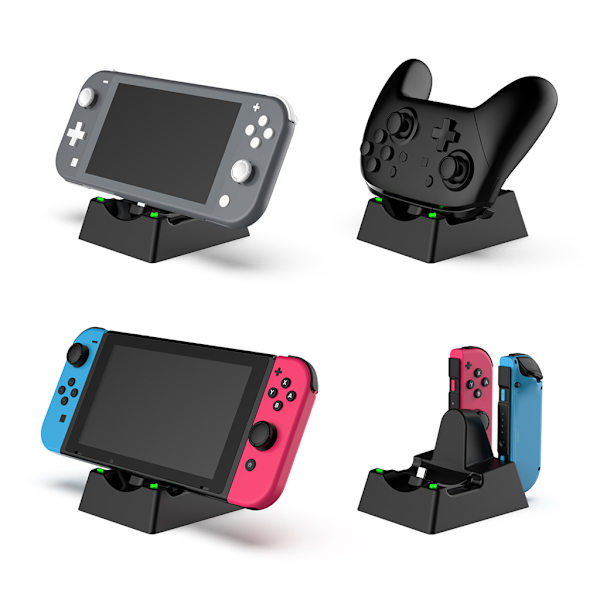 Laddningsdocka för Switch/Lite/Joy-Con/ PRO Compact Charger Stand Station med LED-indikator och typ C laddningskabel