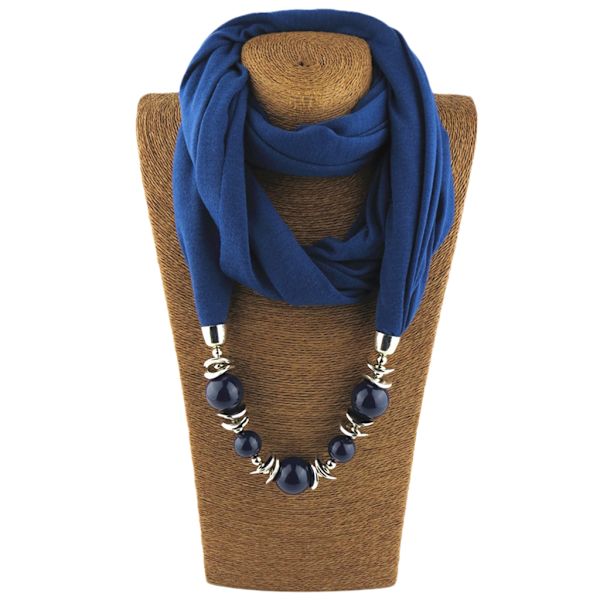 Modehalsduk för damer, oändlighetsscarf, halsband, etniska enfärgade pärlsmycken, sjal, klädtillbehör