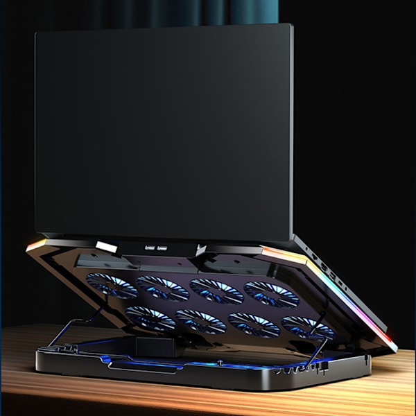 Gaming Laptop Kylplatta RGB Ultratunn kylare 8 tysta fläktar Justerbart Notebook Kylarställ för bärbar dator 12-18 tum K10 USB