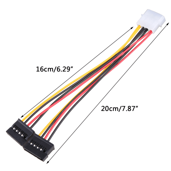 Serieport Sata 1 till 2 Splitter Power Dual Sata 15Pin Power Line till Large 4Pin IDE Power Cord Converter Extension