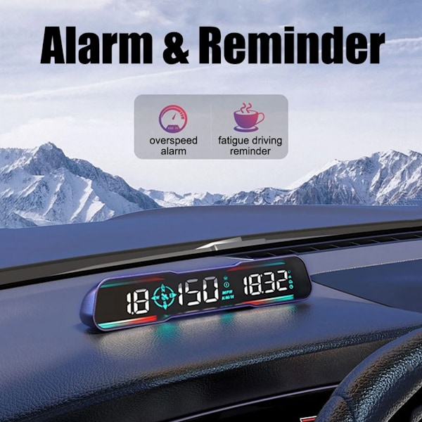 Bil Hastighedsdisplay Alarm Påmindelse Meter Ur Auto Digital Speedometer ABS+PC