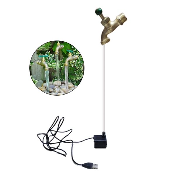 Trädgårds kreativa osynliga rinnande pip USB vattenkanna fontän Metall flytande kran fontän för utomhusträdgård