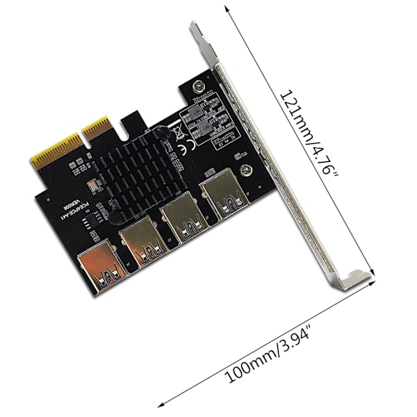 PCIE 1 till 4 gruvkontakter PCIE 4X till 4 USB3.0 PCIE för Express x16 Riser Expansion Card PCI för Express Multiplier 1