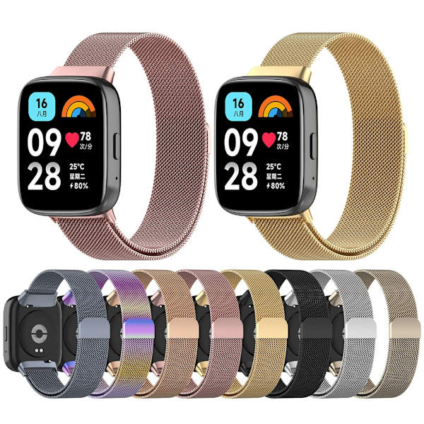 Rostfritt armband för watch 3 Active/Lite Magnetisk Armbandsbyte anti-scratch Armband Quick Release Band Bälte Gold