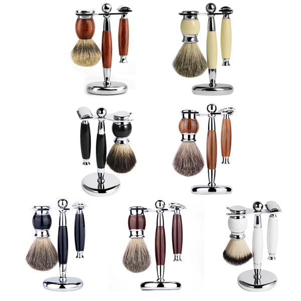 Män Manuell Raksats Skäggrengöringsborste Rakapparat för Razor Stand Grooming Tool D