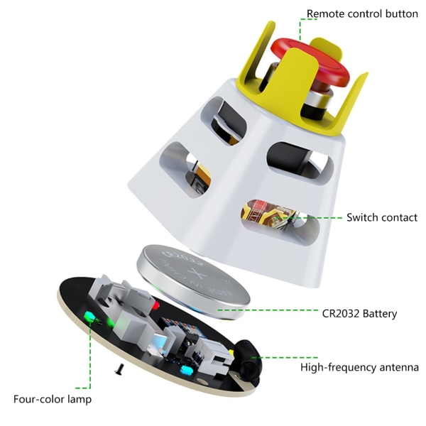 Trådlös power med utökat räckvidd Fjärrkontroll Start Omstart 50 m avstånd, fyra färger LED-lampor USB
