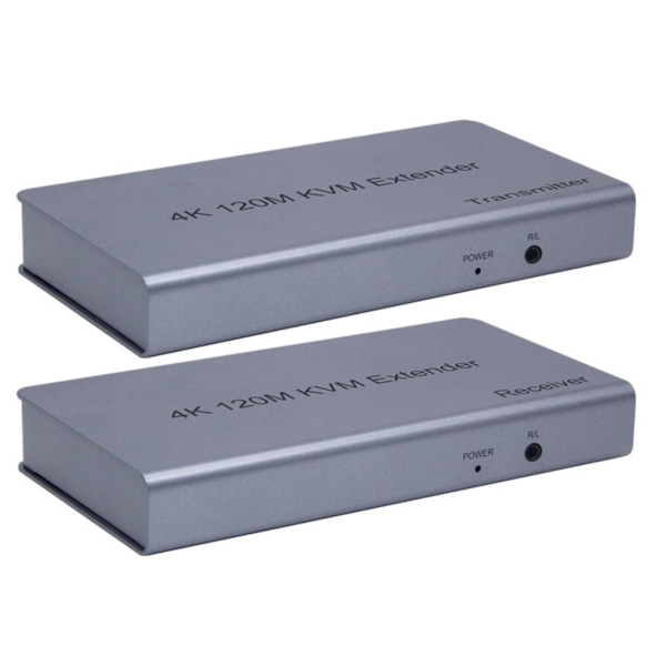 4K120M KVM Extender Receiver HDMI-kompatibel KVM Extender Over Cat5e/6/7 Transmitter, til DC 5V /1A Strømstik & til Play