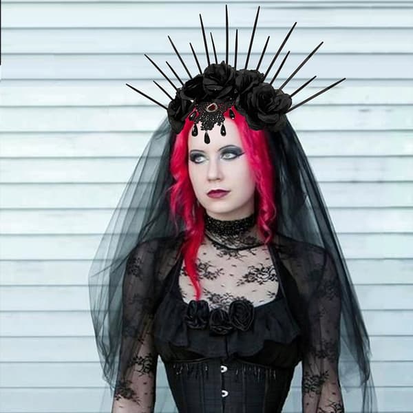 Lang slørhodebånd Halloween Dark Series Hodeplagg Lolita-stil Kronehodeplagg