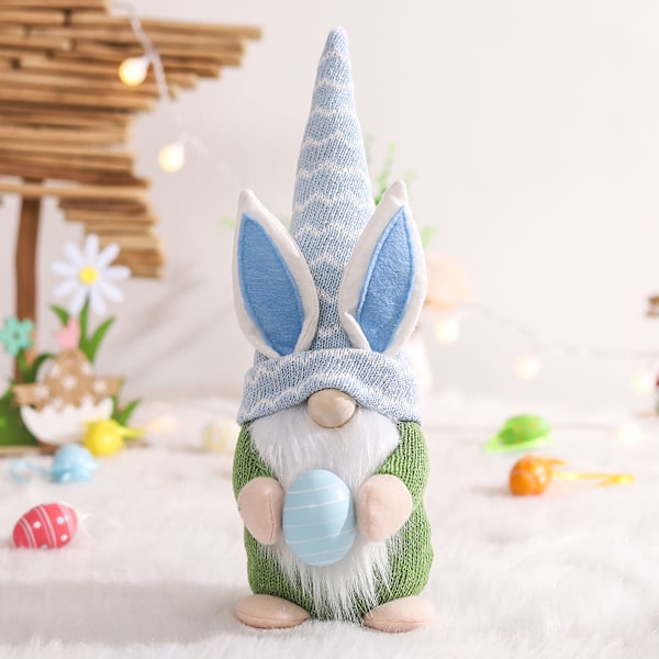 Påskharen Gnome Skandinavisk Tomte Elf Dekorationer Kanin Gnomes med ägg null - B