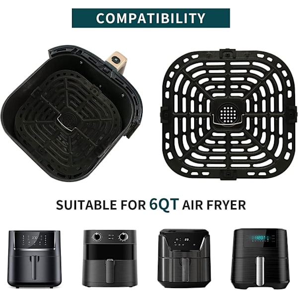 2-pack Food Safty Air Fryer Plattbyte Grill Pan Air Fryer bricka Metallmaterial för Instant Vortex 6QT Air Fryers