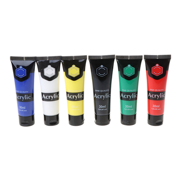 6 Färger 30ml Professionell Akrylfärg Set Ritning Målning Pigment Handmålning