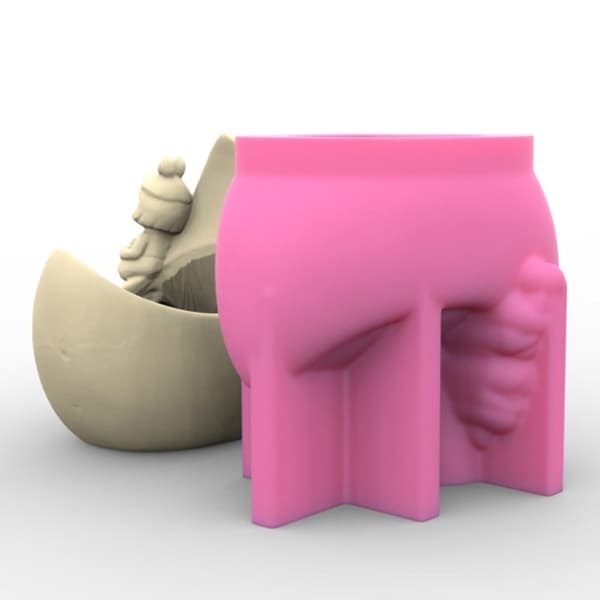 Unik silikoneform 3D blomsterpotter forme Månepigeformede penneholderforme