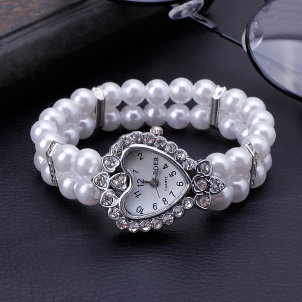 Damklocka Simulerad Pärla för Strass Lyx Mode Elegant Armband White Style 2