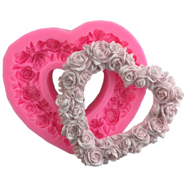 Silikon 3D Hjerte Roseformet Valentinsdag Fondantform Preget Kjærlighetskransform