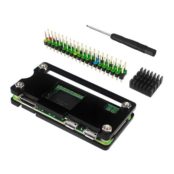 För Raspberry Pi Zero Kit Akryl för case + aluminium kylfläns + 40Pin GPIO Header + skruvmejsel för Raspberry Pi Zero Black