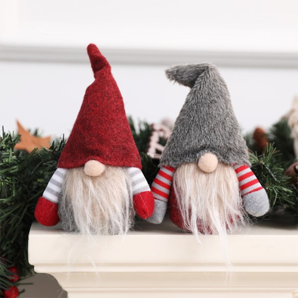 Jultomte för docka mini plysch hatt tomtedockor miniatyr för docka figurin Semesterpresent till julfestivalen bröllop Bab Gray