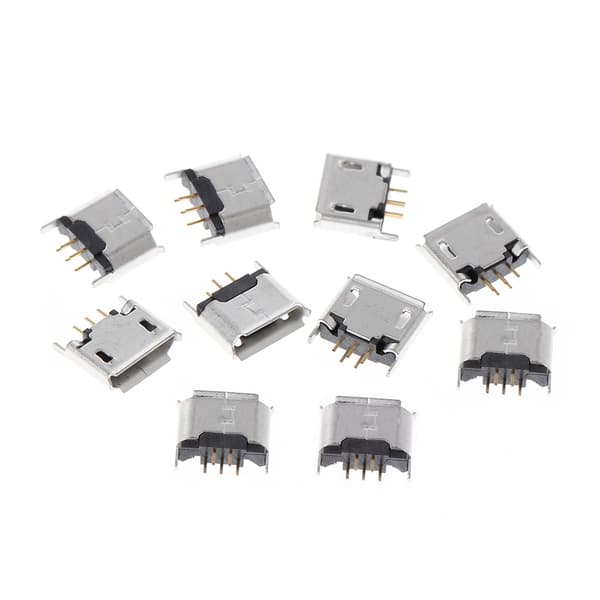 10 st Micro USB Typ B Honkontakt 180 Grader 5-stift SMD SMT Lödkontakt