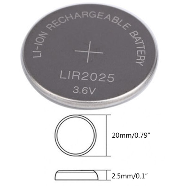 LIR2025 Uppladdningsbart batteri 3,6V fjärrkontroll cover Knapp batteri för larm Dynamiska tokens Medicinsk utrustning