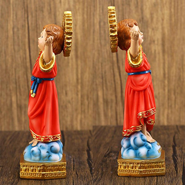 Gudomlig barnfigur på bas 8 tum hög renässanssamling Resin staty Religiös gåva katolsk heminredning