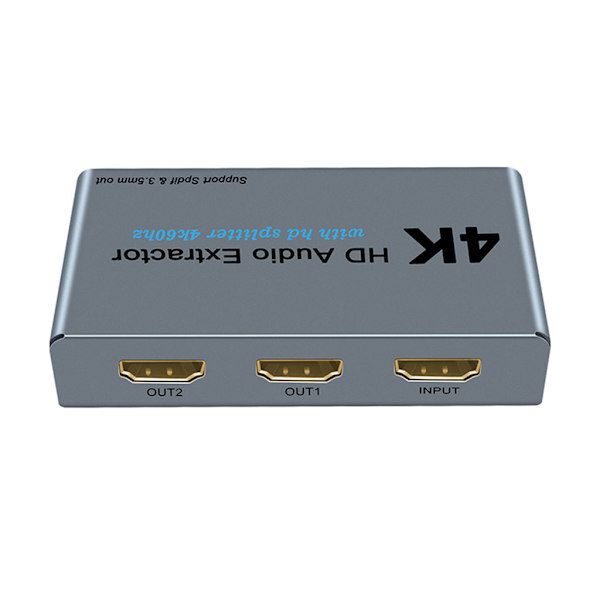 4K Splitter One In Two Out AUX Extractor In 3,5 mm Stereo Converter Adapter för Full HsD TV Monitorer Projektorer Satellit UK
