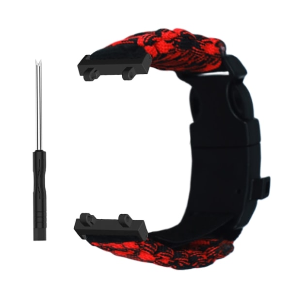 Vävd nylon Lämplig för AmazfitT Rex 2 Smartwatch Tillbehör Armbandsbyte Armband Bälte Andas Black and red camouf