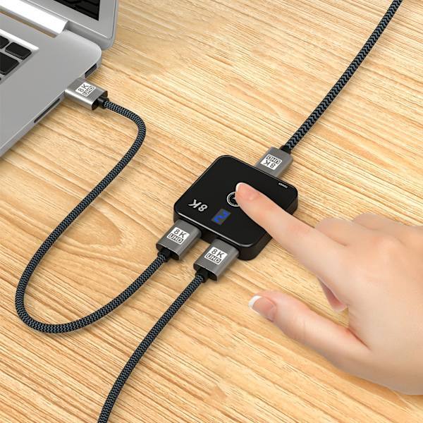 2 i 1 Ut Växlare Stöder 4K 120Hz 2.1 Hub Splitter