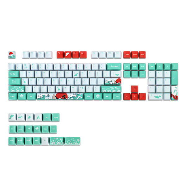 Korallhavstema for tast PBT 5 sider fargesublimering Tastaturhetter for MX-bryter Mekanisk tastatur OEM-profil for 123 fo