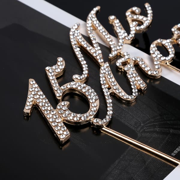 Glitrende Bling Nummer 15 Mis Anos Bogstaver Kagepynt til Rhinestone Legering Cupc