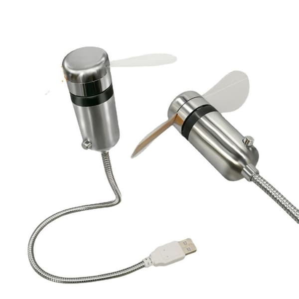Bærbar Ur Blæser LED Natlys USB Håndblæser Realtidstemperatur