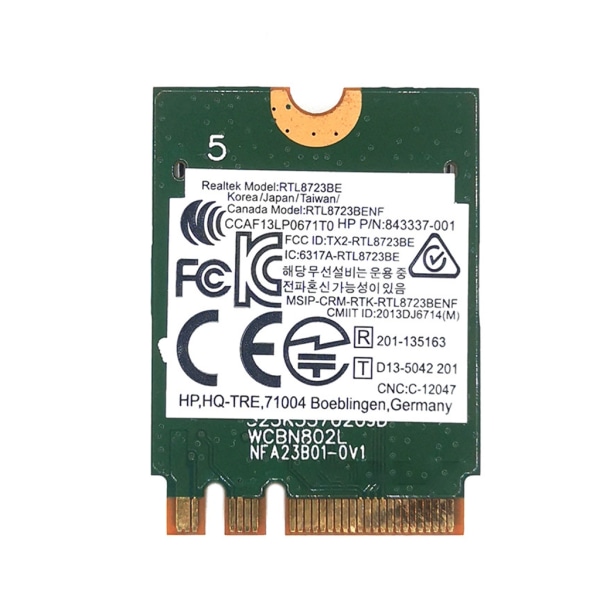 Trådlös adapter för Realtek RTL8723BE 802.11n WiFi-kort Bluetooth-kompatibelt4.0 NGFF-kort SPS 843338-001 300Mbps