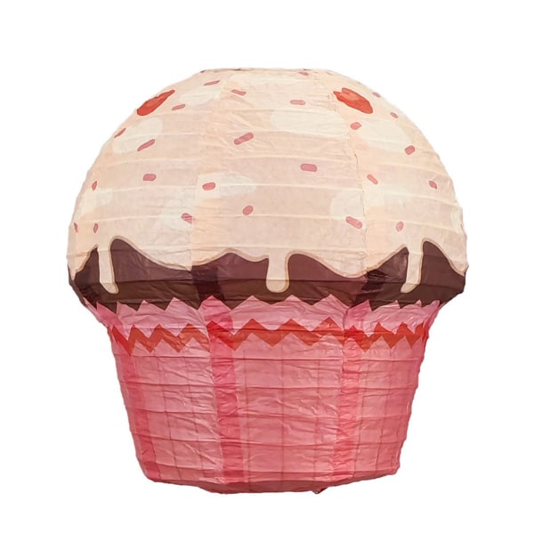 Cupcake Form Vikbar lykta Tecknad tårta hängande papperslampa Födelsedagsdekor Orange