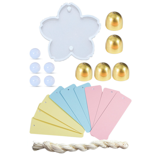 Hartsformar Silikon Kit DIY Vindspel Epoxiformar Kit med Notpapper Pärlor Klockor Hängande Rep för Skapa Konstdekor