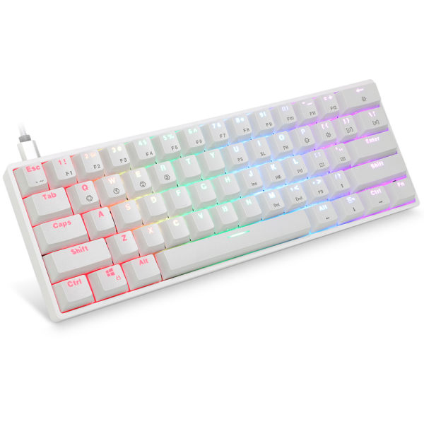 SK61 Bärbart 60 % mekaniskt tangentbord Gateron optiska omkopplare RGB Bakgrundsbelyst Hot Swappable Wired Gaming Tangentbord för PC för Green