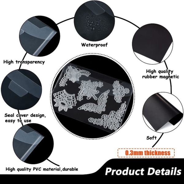 10 st genomskinliga PVC-förvaringsfickor Stämplar Stämplar förvaringsfickor för att skära stansar Stencilkortstillverkning