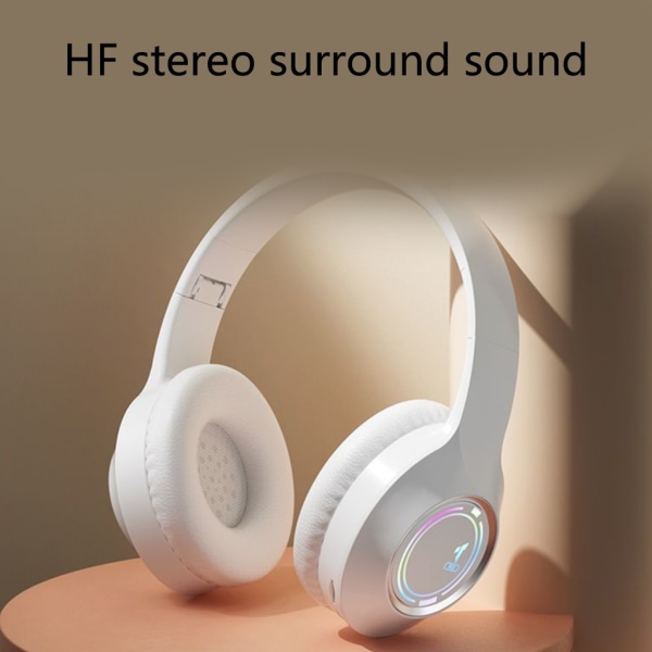 Bluetooth5.3 Subwoofer Live Head Mounted Trådlösa hörlurar Inbyggd mikrofon Stereo Brusreducering Vikbara huvudbonader Beige