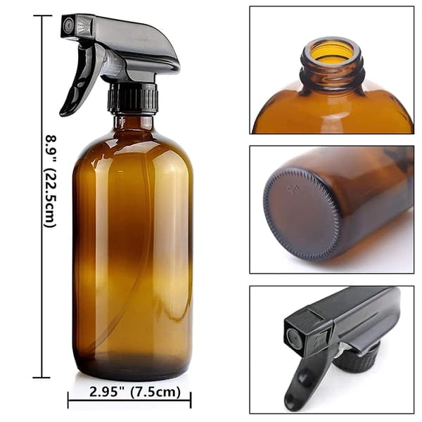 4-pack tomma sprayflaskor i bärnstensfärgat glas, 473 ml påfyllningsbar behållare