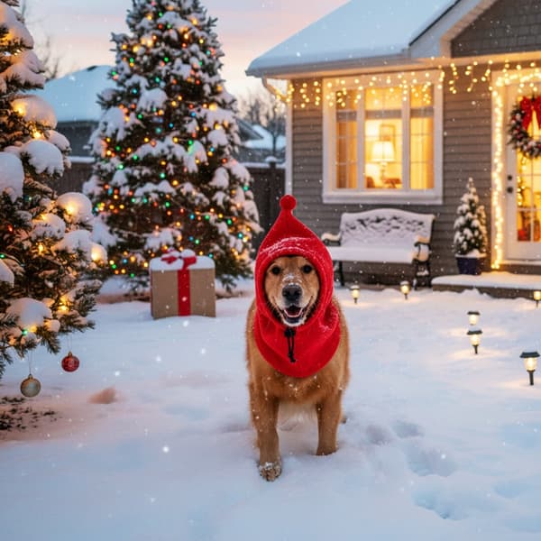 Julehat Stor Hundehue Blid Vinterbeskyttelse Til Følsom Hud Dyr Red M
