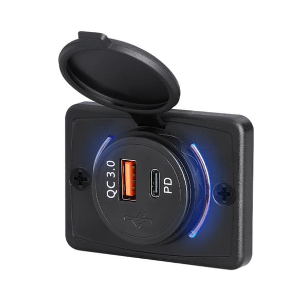 12V 24V Bil Både Motorcykel USB Type C Strømadapter Udtag Panel Vandtæt