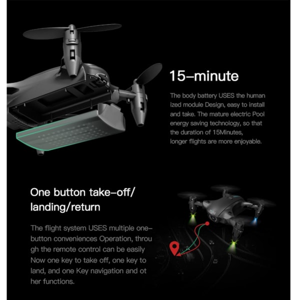 Mini Drones 4K Kamera WiFi Realtidsöverföring Vikbar Quadrotor 360-graders tumlande Små RC Drones Toy Boy Gift Single battery