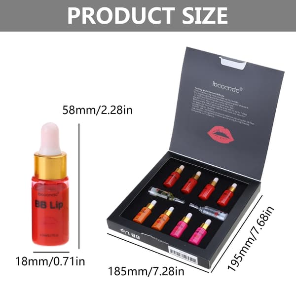 8 farver BB Lips Ampul Serum Kit Lipgloss BB Cream Pigment til læbefarvning