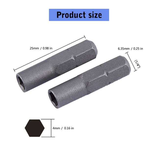 2 stk. sekskantet skaftadapter 4 mm bitsholder 1/4 tomme skruetrækkerbitadapter