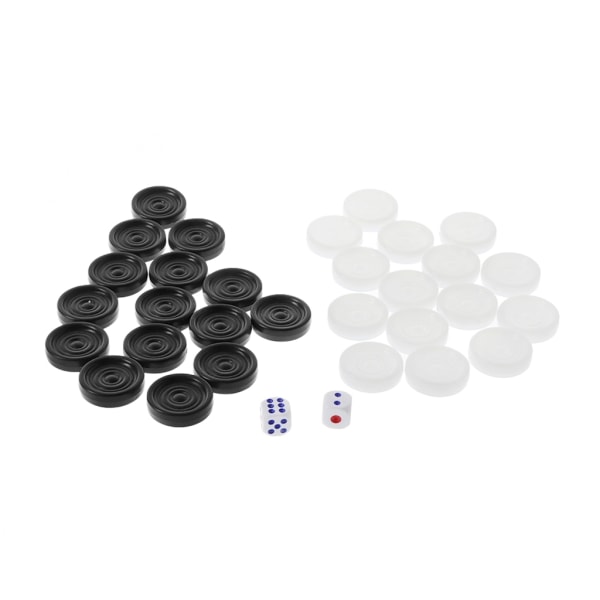 32 stycken plastpjäser, internationellt svart vitt schack, backgammon pjäs Chip pieces set för barn Barnleksak 28mm