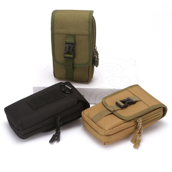 Tactical-Molle-väska Militär midja Fanny Pack Herr Telefonväska EDC Molle-väska Liten organizer för campingjakt Khaki