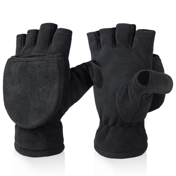 Varma Vinterhalvfingerhandskar Vantar med Flipplock Fleece Konvertibla Fingerlösa Handskar Termiska Handskar för Pojke Flicka