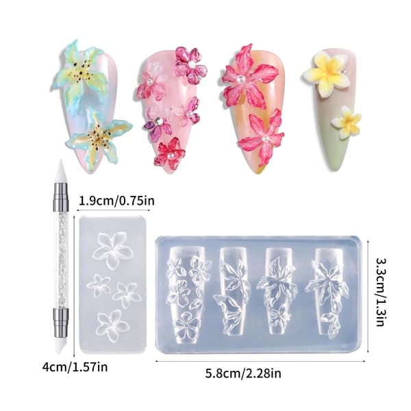 3-pack Professionella Nagelkonstformar Blomform Små Tillbehör Formar