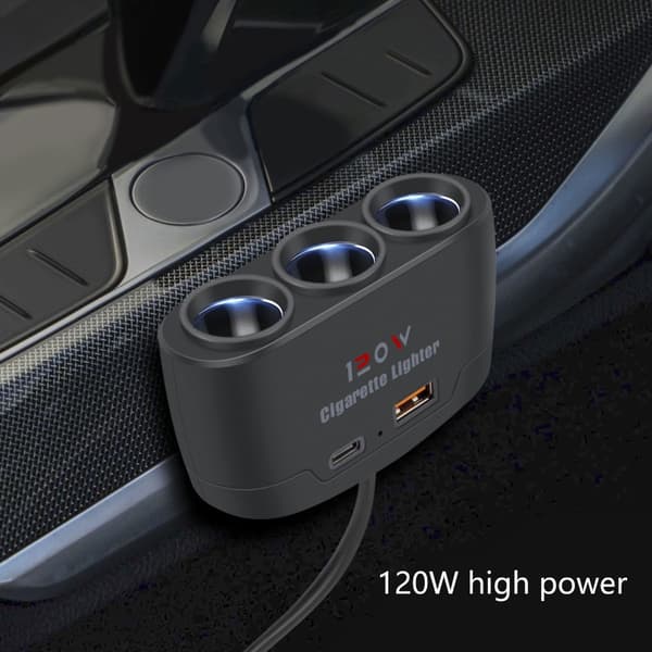 Billaderadapter PD + USB-kontakt 120W Billighter Splitter