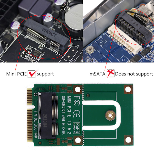 MINI PCI-E till för M.2 NGFFF för Key E Converter PCIE WiFi-kort för Hot Plug