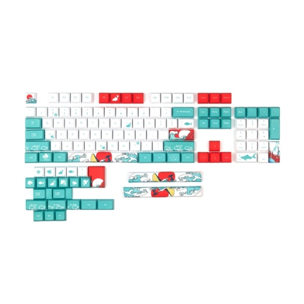Korallhavstema för tangentbord PBT 5 Sidor Färgsublimering Tangentbordstoppar för MX Switch Mekaniskt Tangentbord XDA Profil för 128 fo